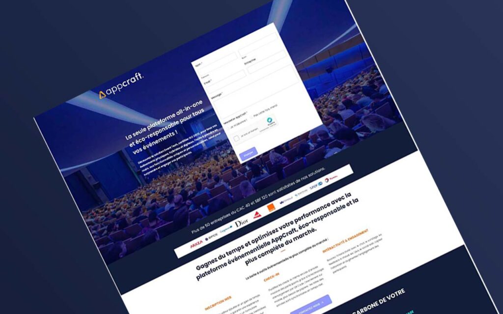 appcraft events création landing page