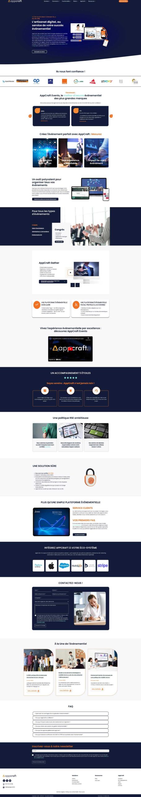 appcraft events page accueil
