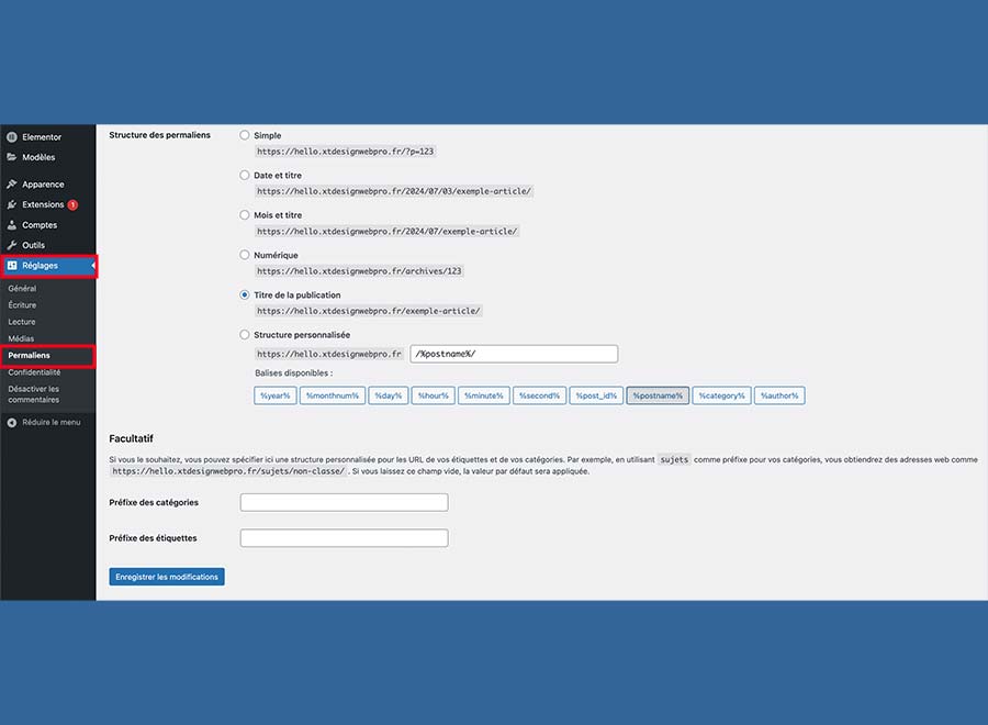 modifier permaliens wordpress