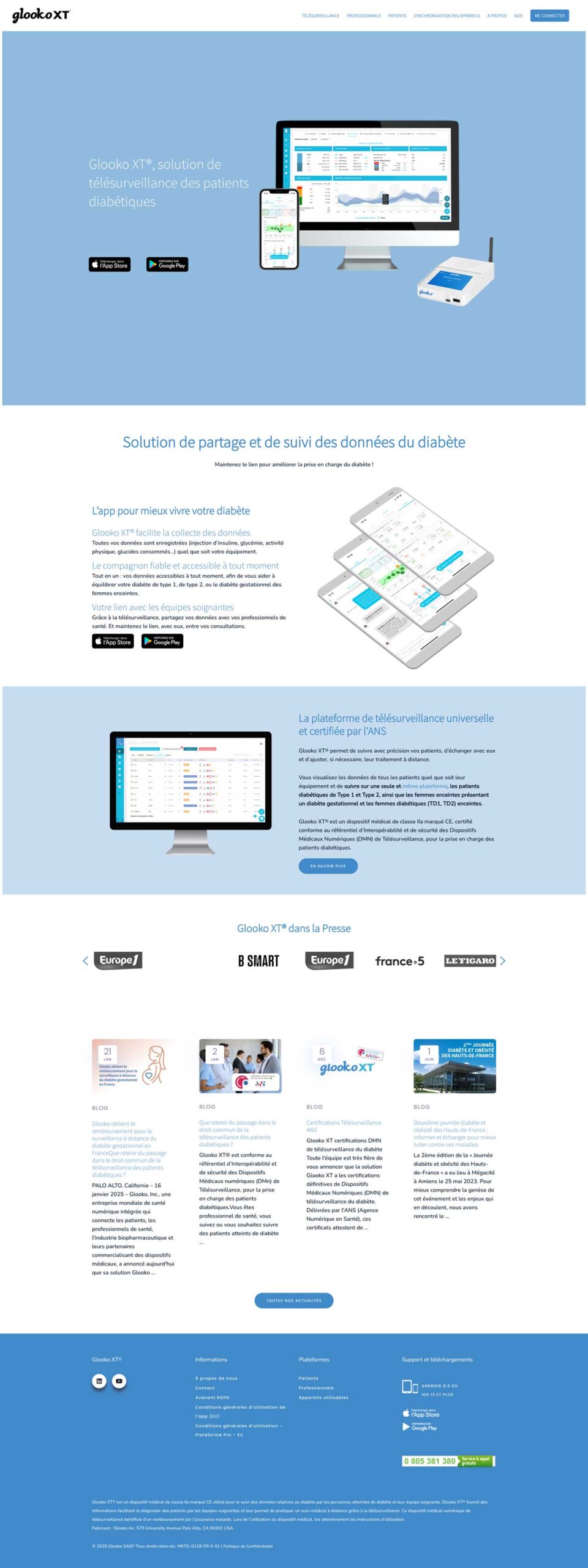 glooko xt refonte graphique page accueil