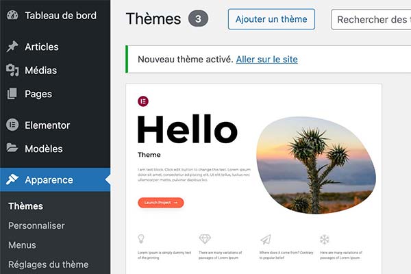 glossaire wordpress theme hello