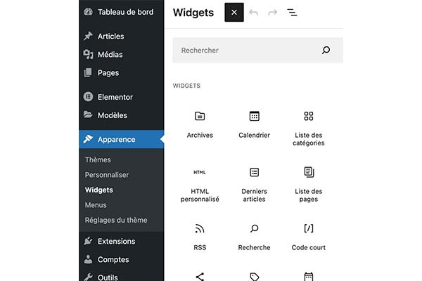 glossaire wordpress widget