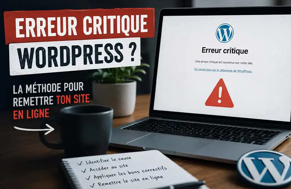 erreur critique wordpress avec écran site inaccessible et étapes de dépannage