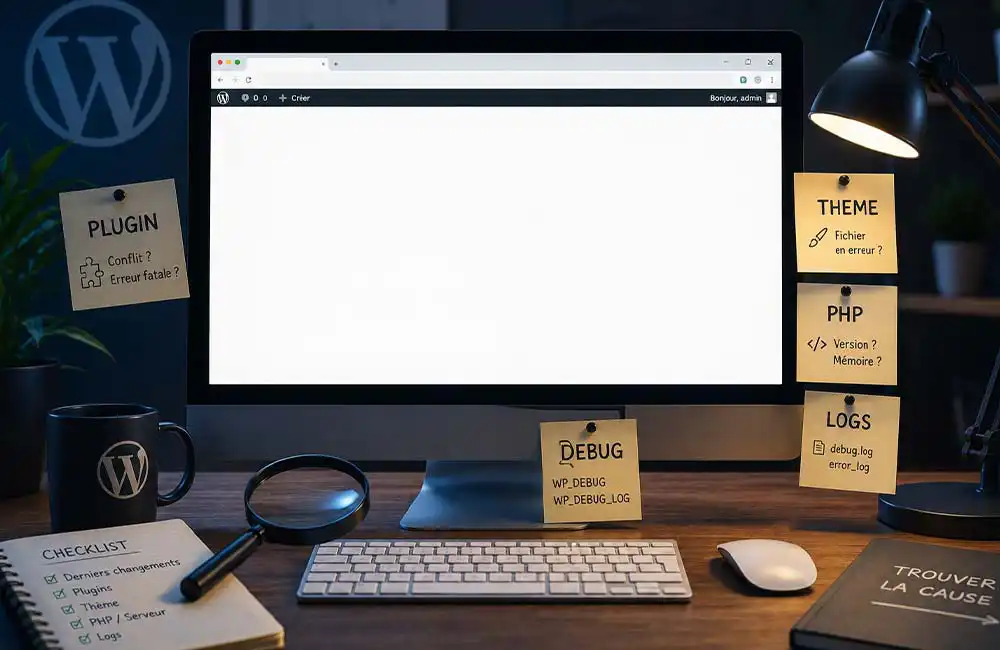 page blanche wordpress diagnostic
