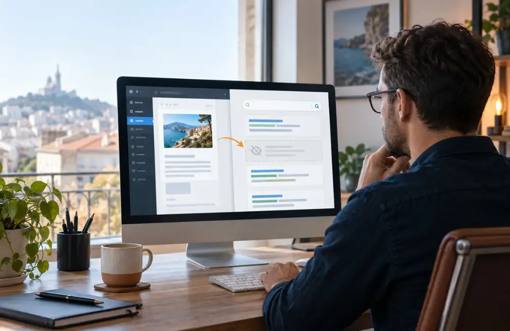 Consultant retirant une page WordPress des résultats Google avec la balise noindex