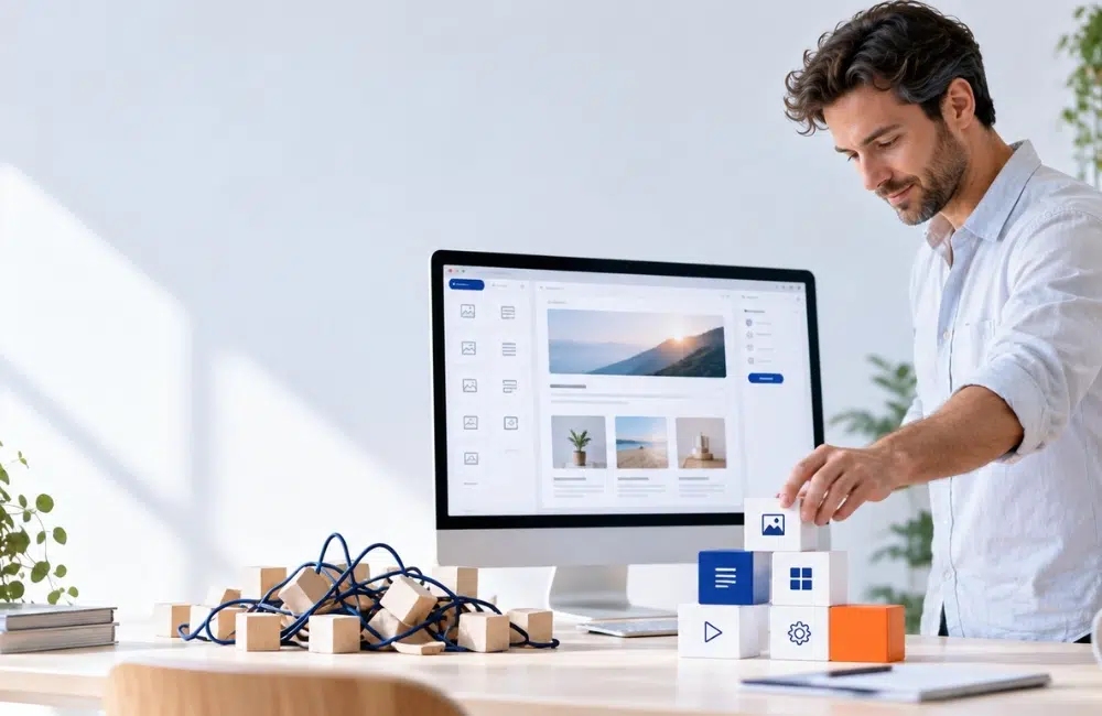 Webdesigner préparant la migration d’Elementor 3.x vers l’Atomic Editor 4.0